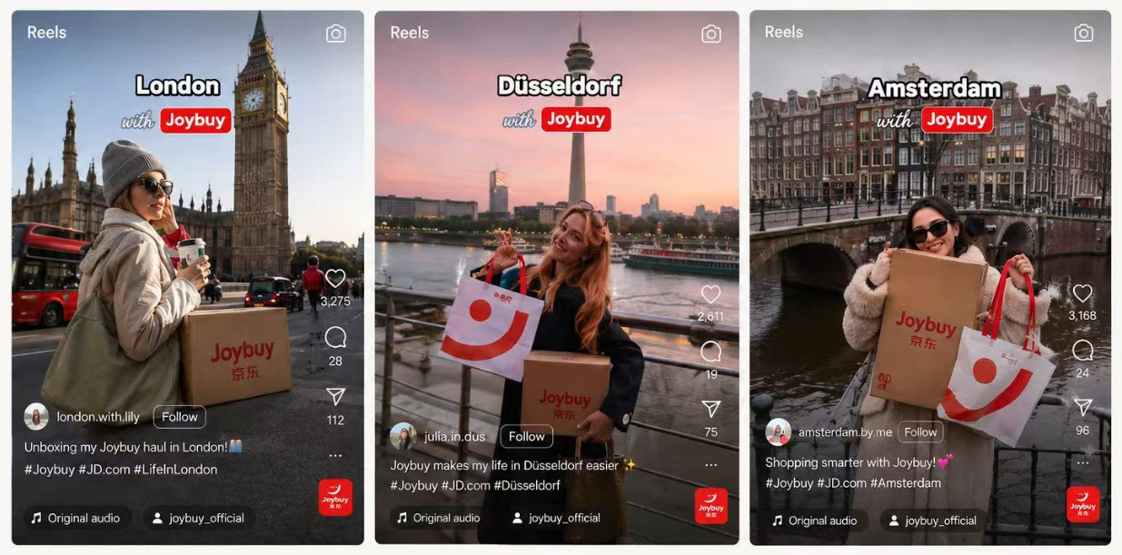 Joybuy creator Reels from London, Düsseldorf and Amsterdam