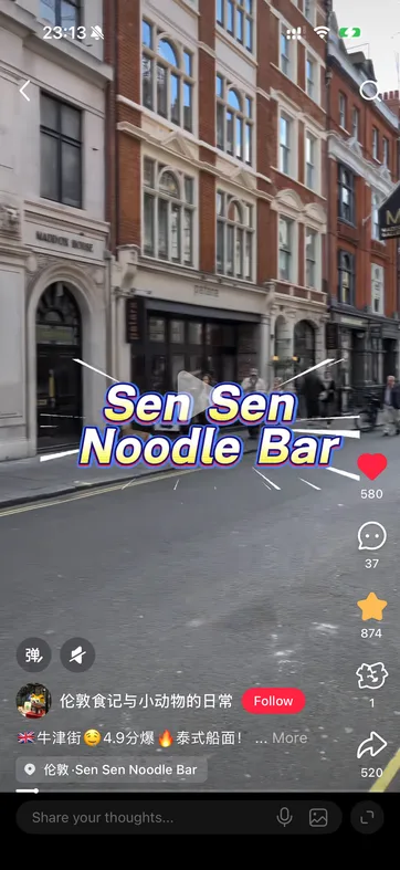Creator video introducing Sen Sen Noodle Bar in London